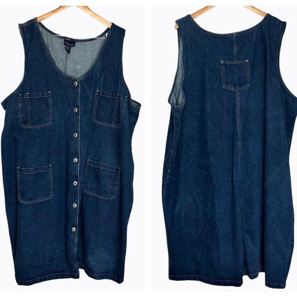 CST Blues Dresses & Skirts - Vintage 90's Button Jean Dress Sleeveless Jumper